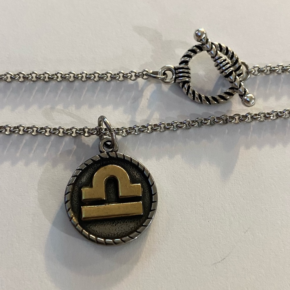 ♎️ LIBRA zodiac sign silver & gold stainless steel wrap around necklace - Picture 5 of 12